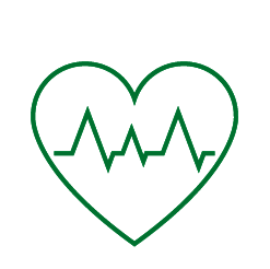 line drawing of a heart with ECG graph inside