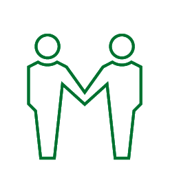 line drawing of two people holding hands