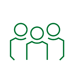 line drawing of three people standing close together
