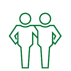 line drawing of two people standing close together